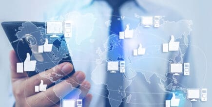 Like Network and Technology - Man Holding Smartphone Background