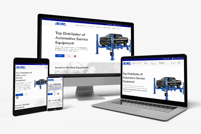 The Allied Equipment home page on multiple devices
