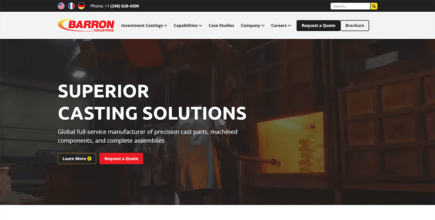 Screenshot of Barron Industries - Home page