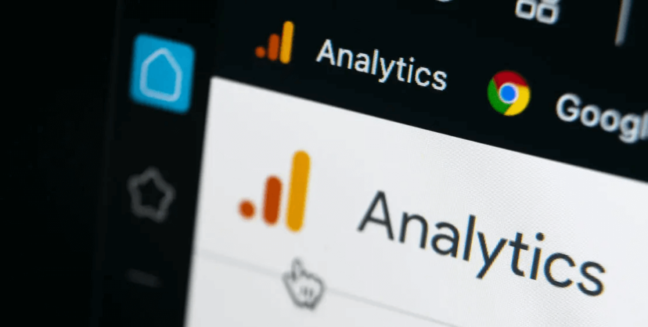 Close up of Google Analytics logo in browser