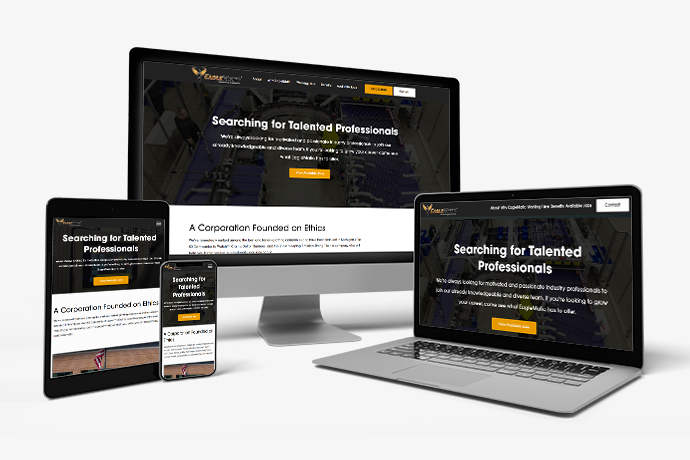 The EagleMatic Careers home page on multiple devices