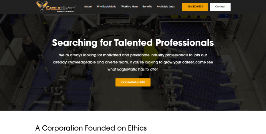 Screenshot of EagleMatic Careers - Home page