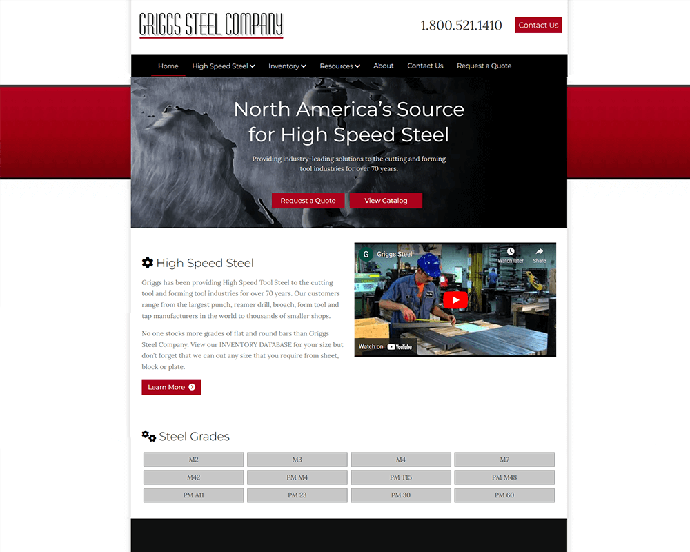 Screenshot of Griggs Steel - Home page