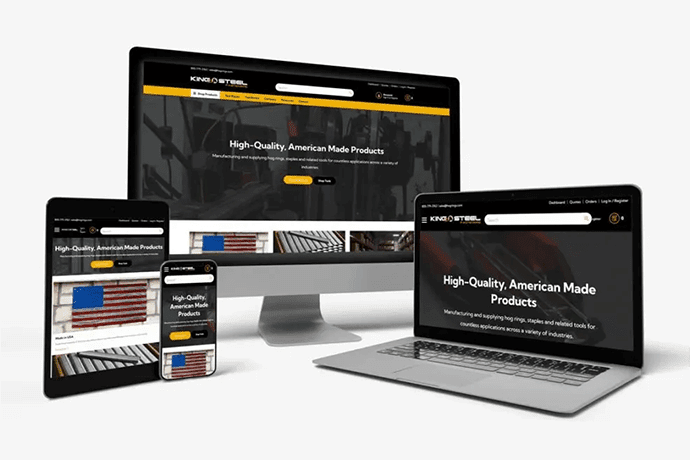 The King Steel Fasteners home page on multiple devices