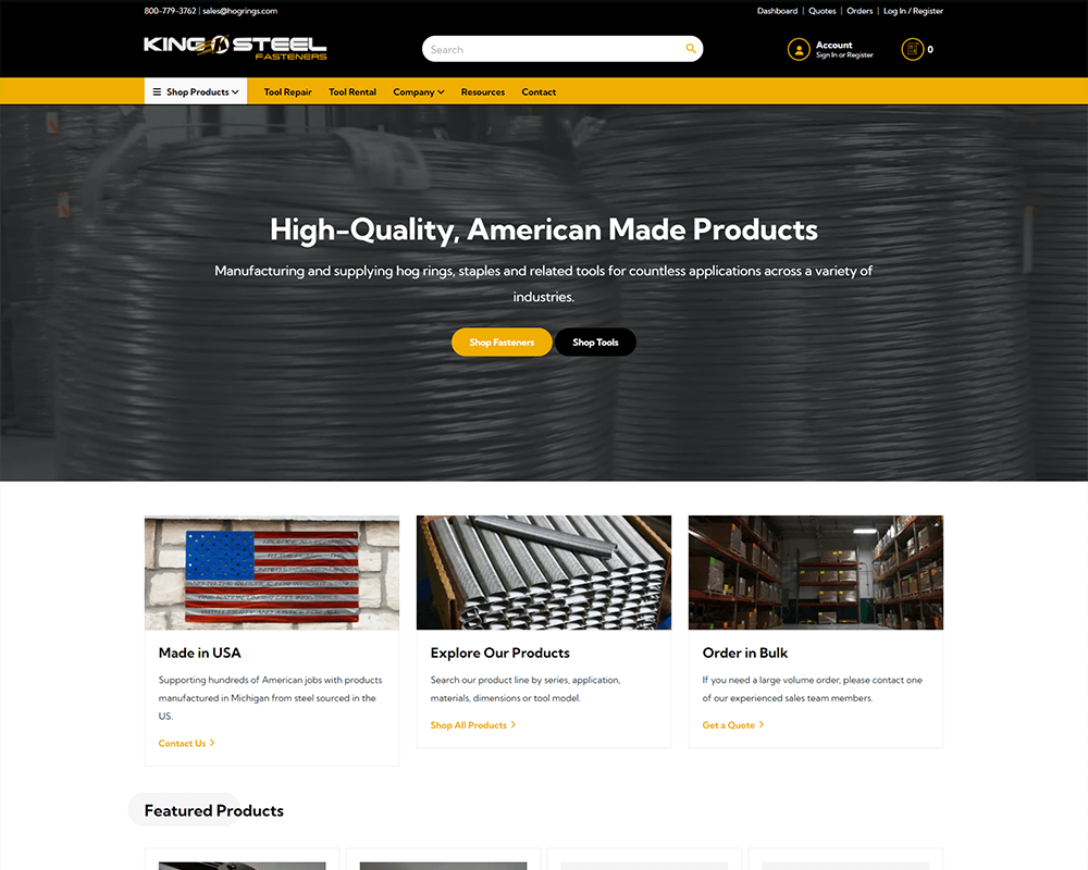 Screenshot of King Steel Fasteners - Home page