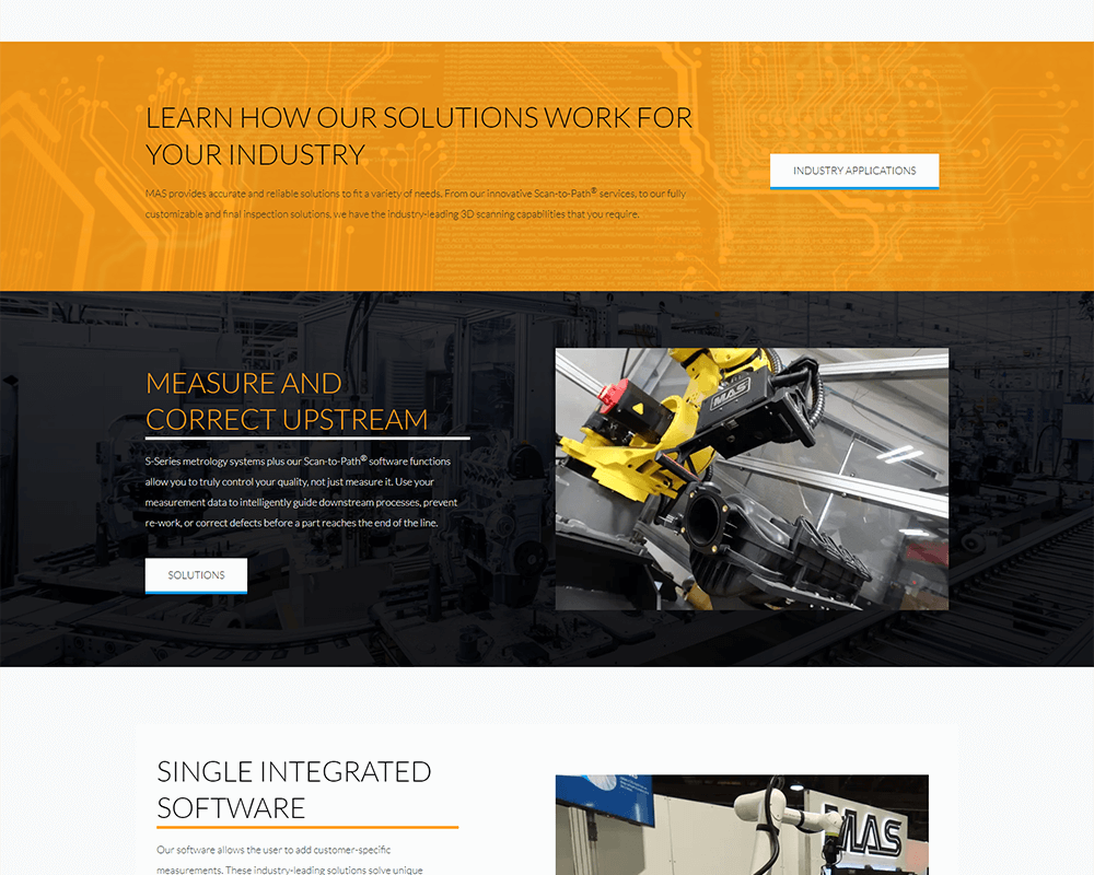 Screenshot of MAS - Industry Applications and Solutions sections