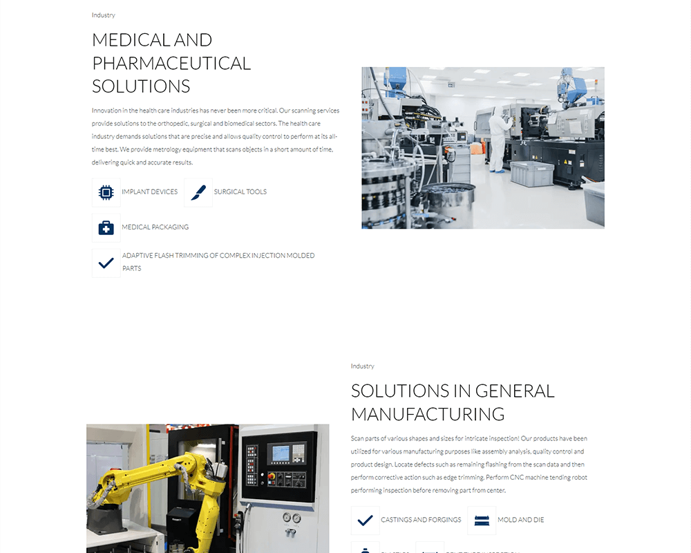 Screenshot of MAS - Industries page