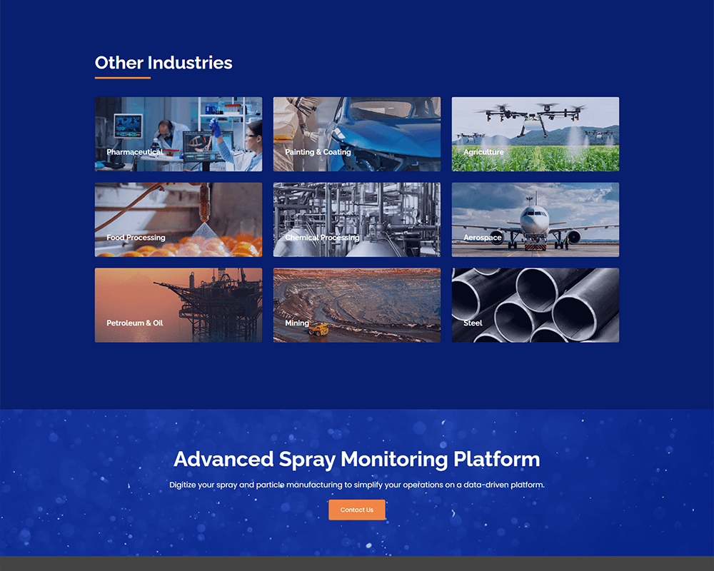 Screenshot of Mazlite Inc. - Industries page