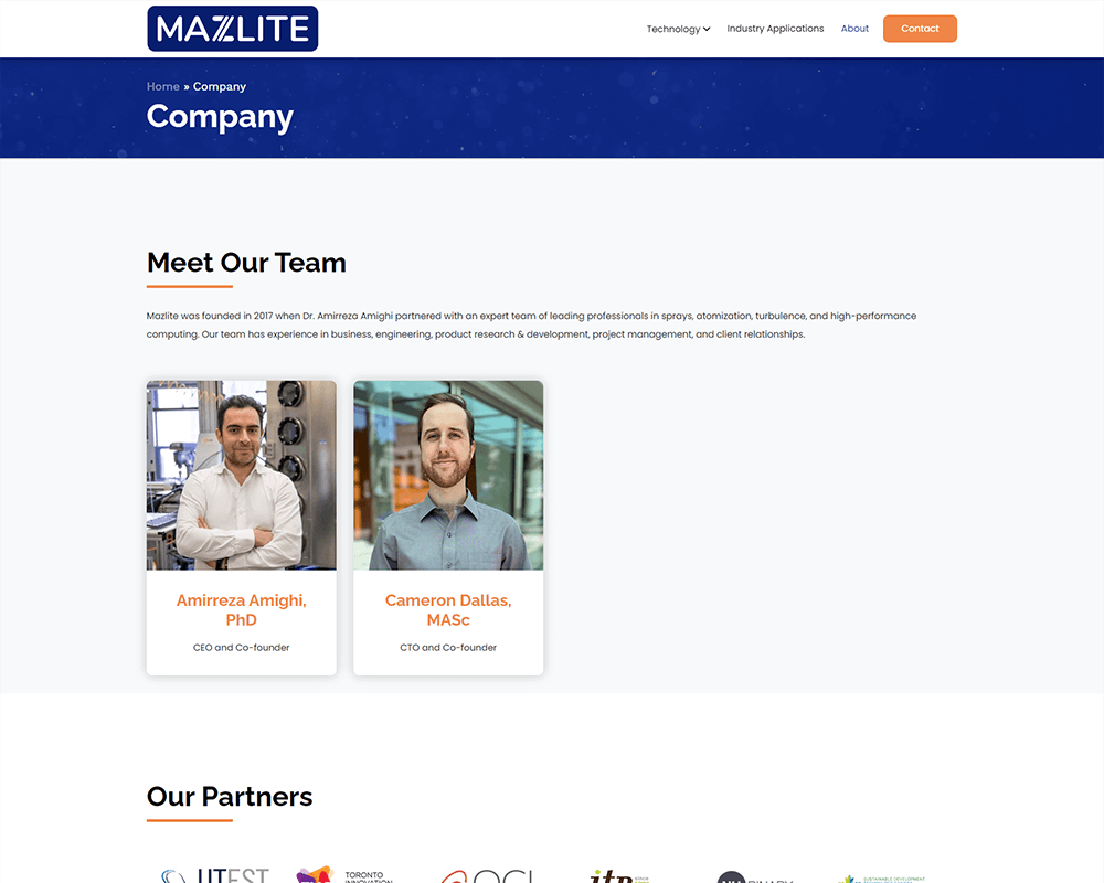Screenshot of Mazlite Inc. - Company page