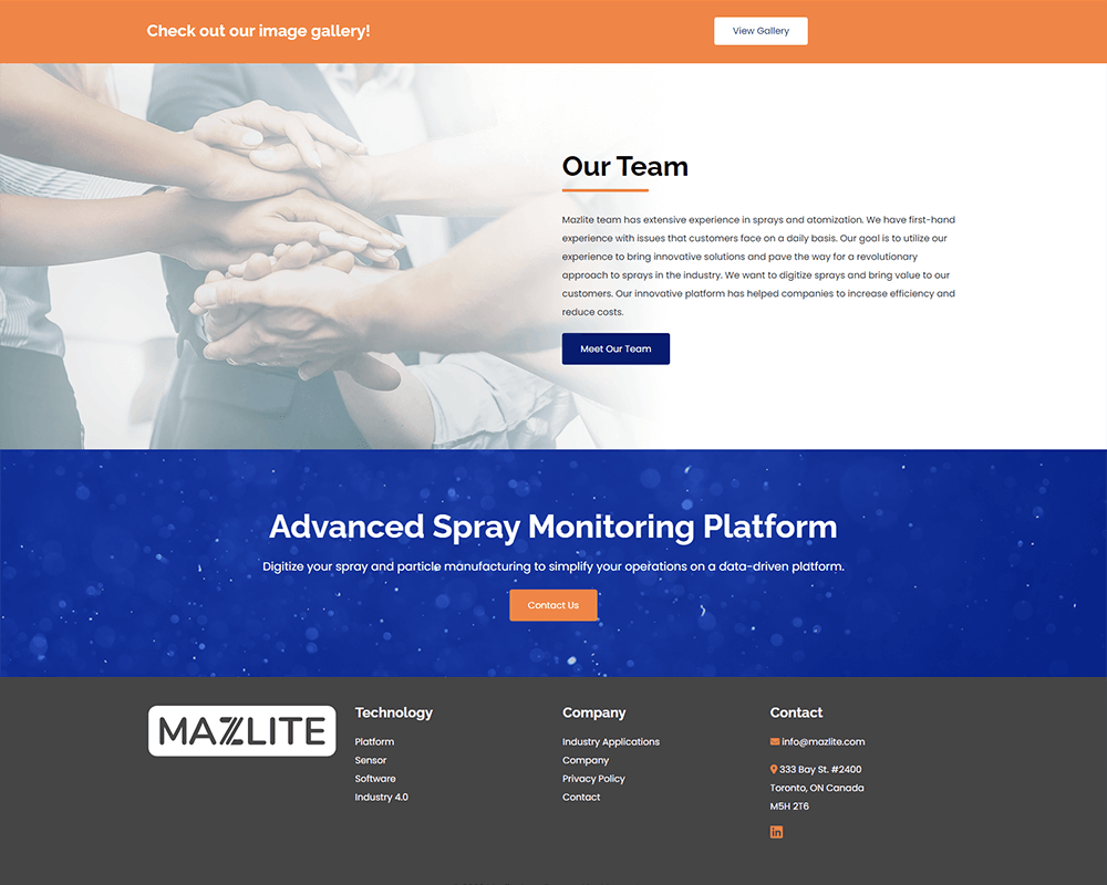 Screenshot of Mazlite Inc. - Our Team section