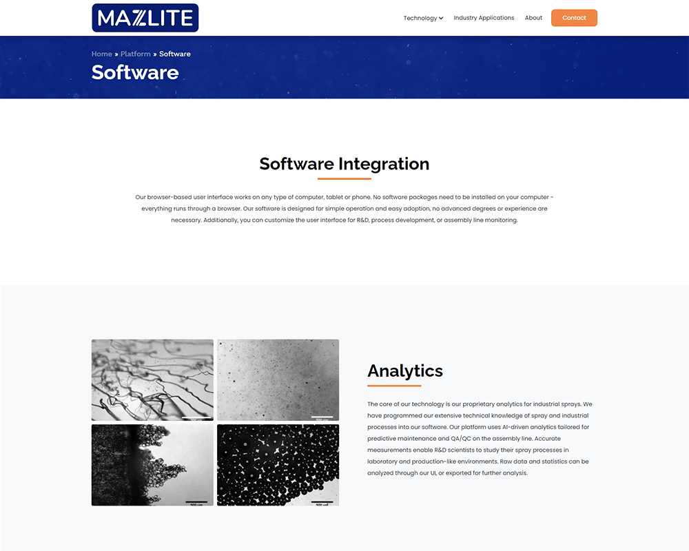 Screenshot of Mazlite Inc. - Software page