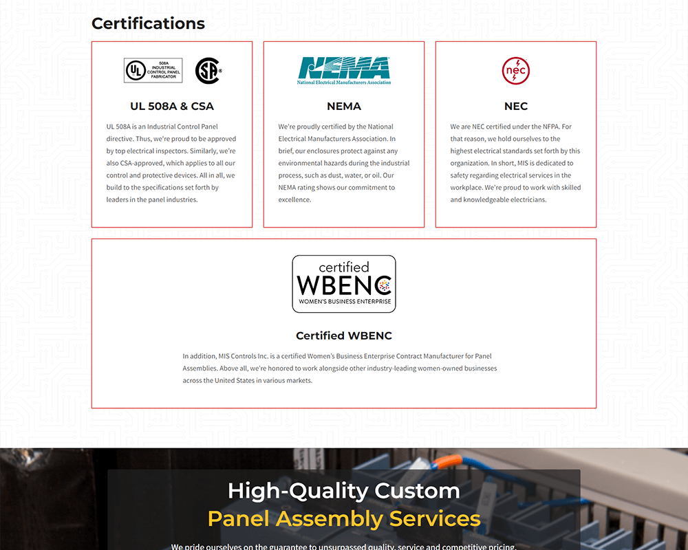Screenshot of MIS Controls - About Us page