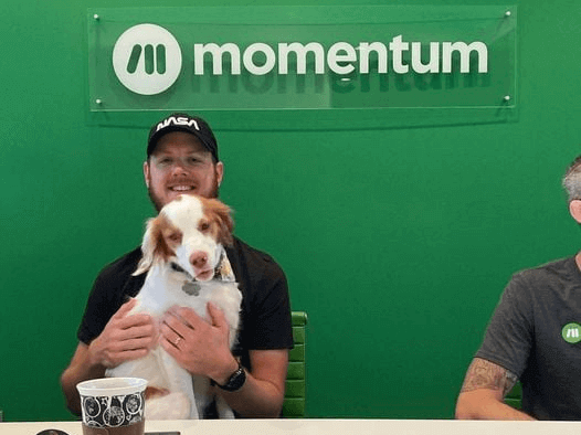 Momentum dog in the office