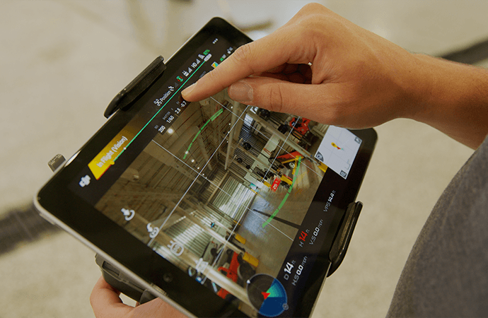 Close up of tablet with drone camera feed