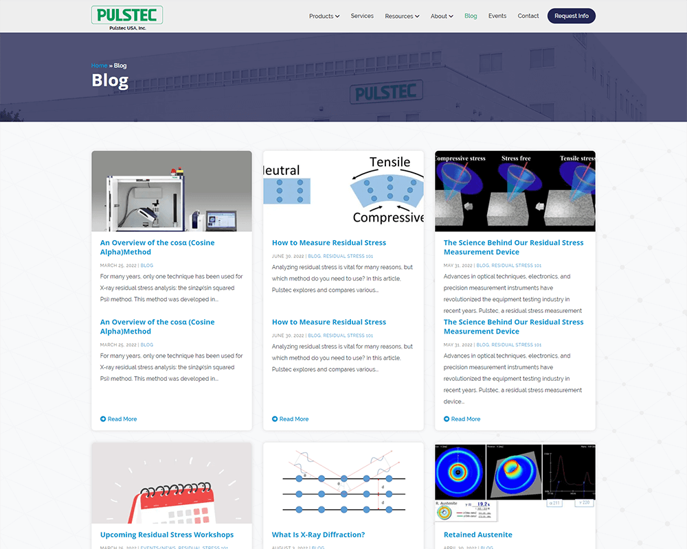 Screenshot of Pulstec USA - Blog page