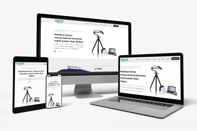 The Pulstec USA home page on multiple devices