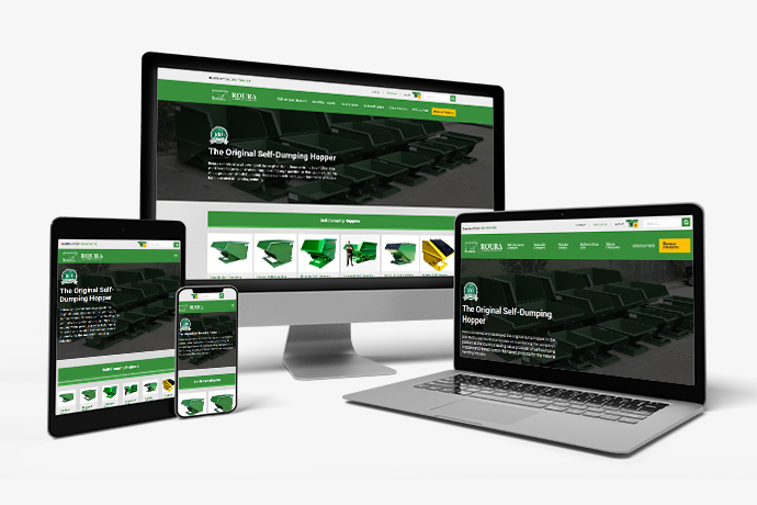 The Roura Material Handling home page on multiple devices