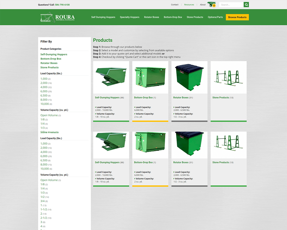 Screenshot of Roura Material Handling - Store page