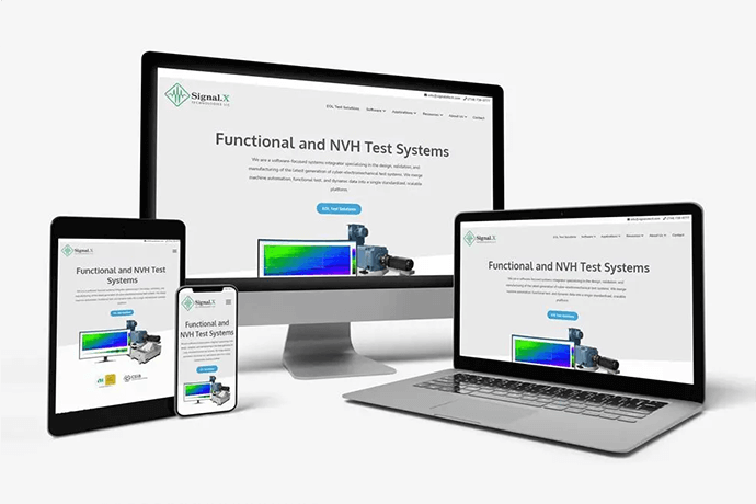 The Signal.X Technologies LLC home page on multiple devices