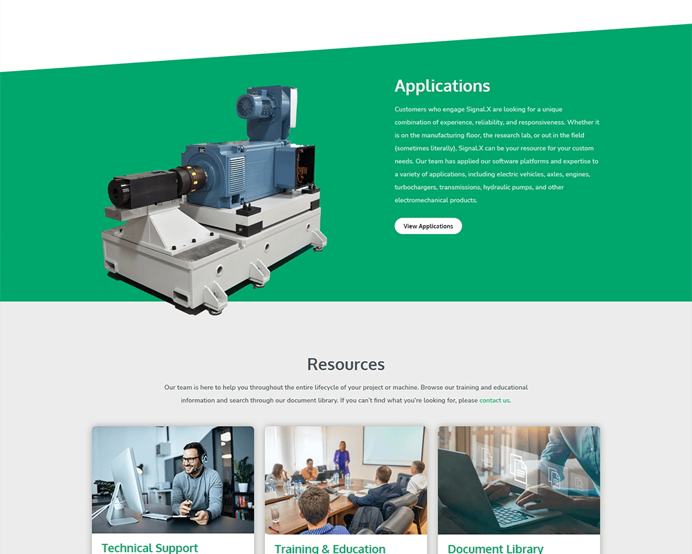 Screenshot of Signal.X Technologies LLC - Applications section