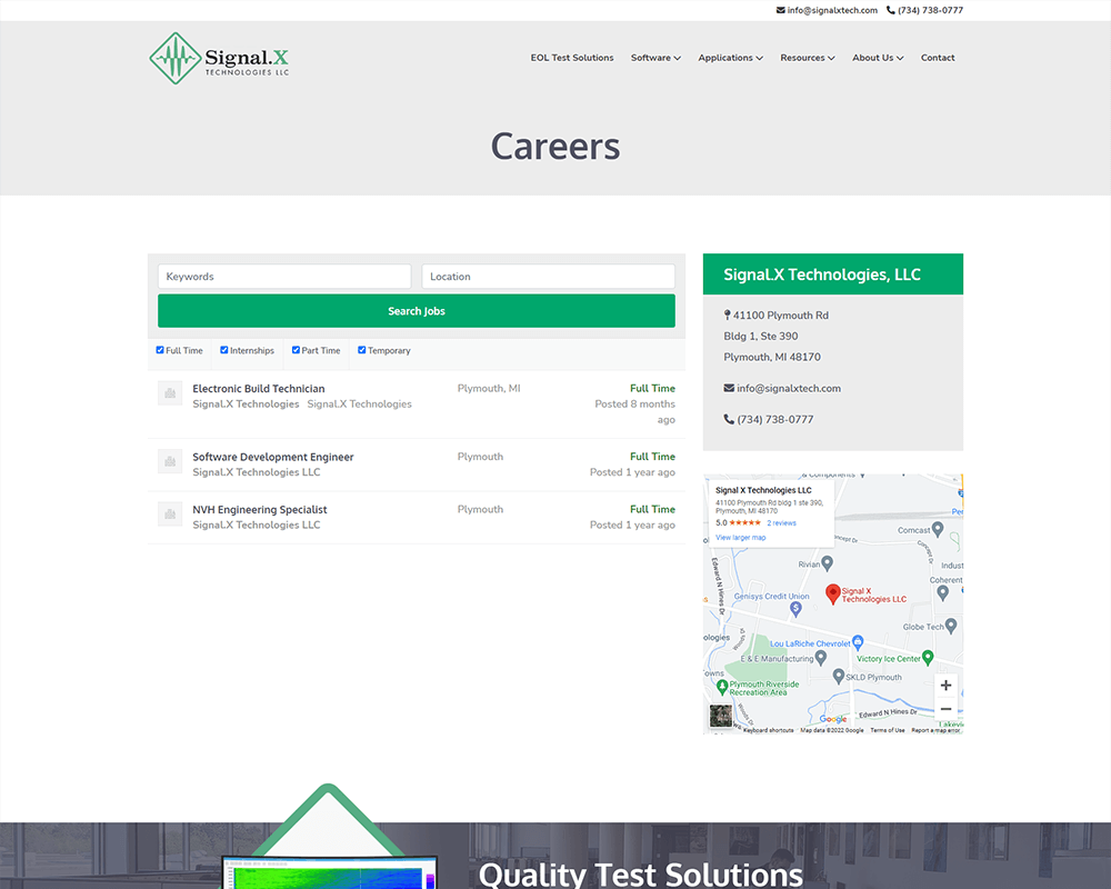 Screenshot of Signal.X Technologies LLC - Careers page