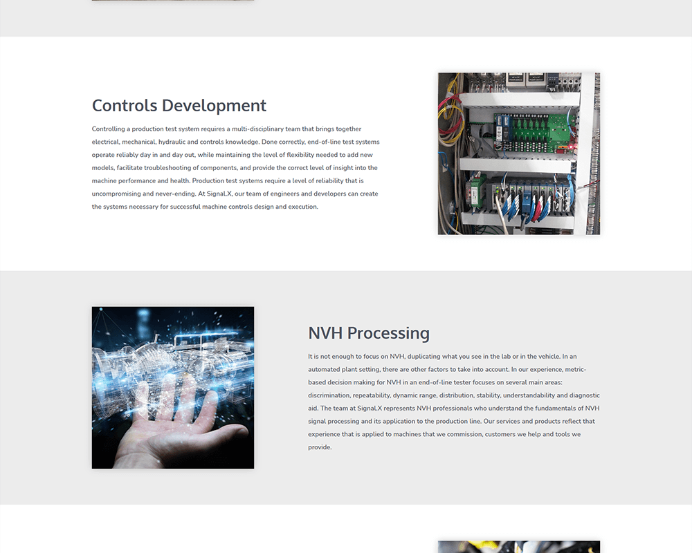 Screenshot of Signal.X Technologies LLC - EOL Testing Solutions page