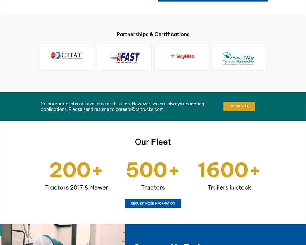 Screenshot of TSI - Partnerships & Certifications section