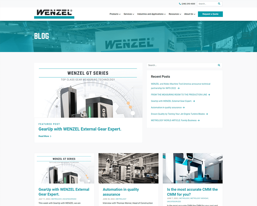 Screenshot of Wenzel America - Blog page