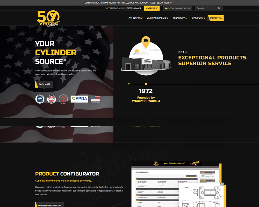 Screenshot of Yates Industries - Home page