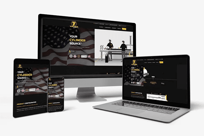 The Yates Industries home page on multiple devices