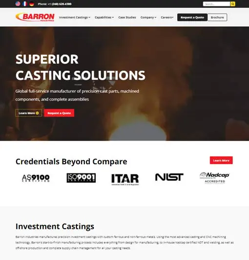 Barron Industries website