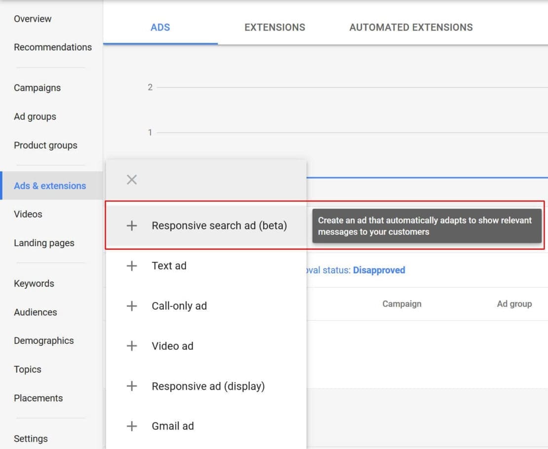 Google Adwords Responsive Search ads