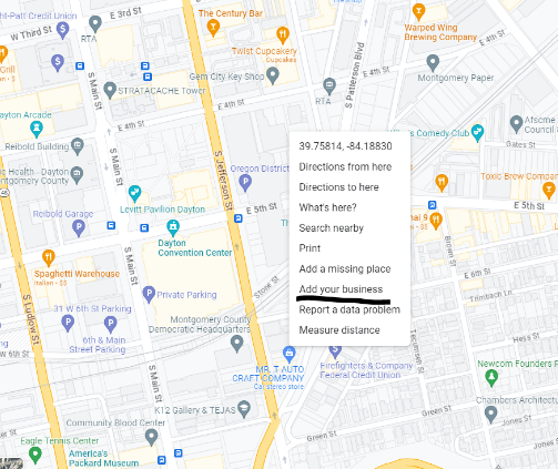 Add your business option when right-clicking a Google Maps screen