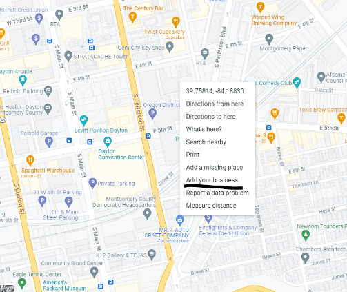 Add your business option when right-clicking a Google Maps screen