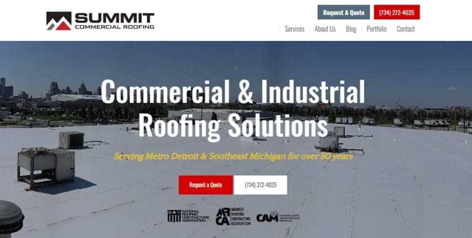 Summit Commercial Roofing offering solutions in Metro Detroit and Southeast Michigan, specializing in industrial roofing.