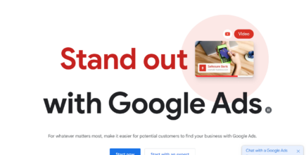 A screenshot from ads.google.com that says "Stand out With Google Ads"