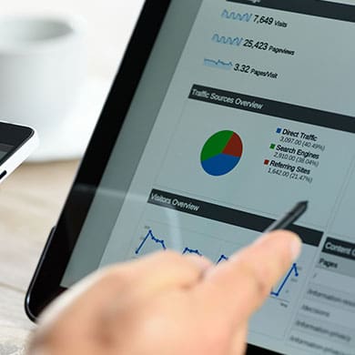 Website stats displayed on tablet