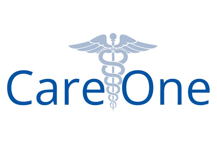 CareOne logo with blue caduceus symbol and text, representing healthcare organization.