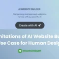A screenshot of Wix's AI web builder with the text 'The Limitations of AI Website Builders: The Use Cases for Human Designers.'
