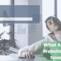 A person is falling asleep at a desk. Next to his head is a box that says 'Loading, Please Wait.' The Momentum logo is in the bottom left corner and the text 'What Affects Website Page Speed?' appears on the bottom right